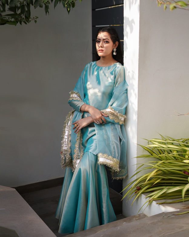Zar | Gharara Formals | Aqua - Official Zar stockist in UK - Sakeena London