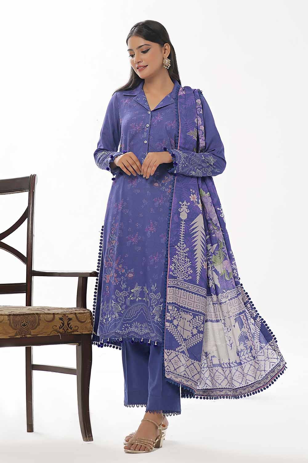 Gul Ahmed | Winter Collection 24 | Karandi Suit AY-42001 - Official Gul Ahmed stockist in UK - Sakeena London