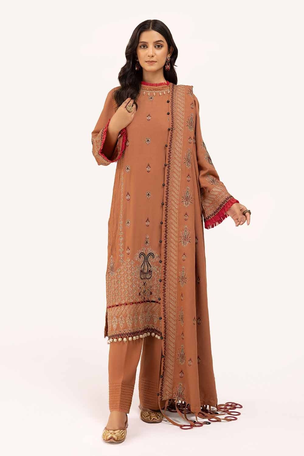 Gul Ahmed | Winter Collection 24 | Karandi Dupatta AY-42005 - Official Gul Ahmed stockist in UK - Sakeena London