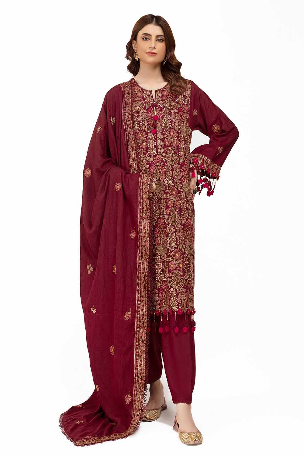 Gul Ahmed | Winter Collection 24 | Karandi Dupatta AY-42006 - Official Gul Ahmed stockist in UK - Sakeena London