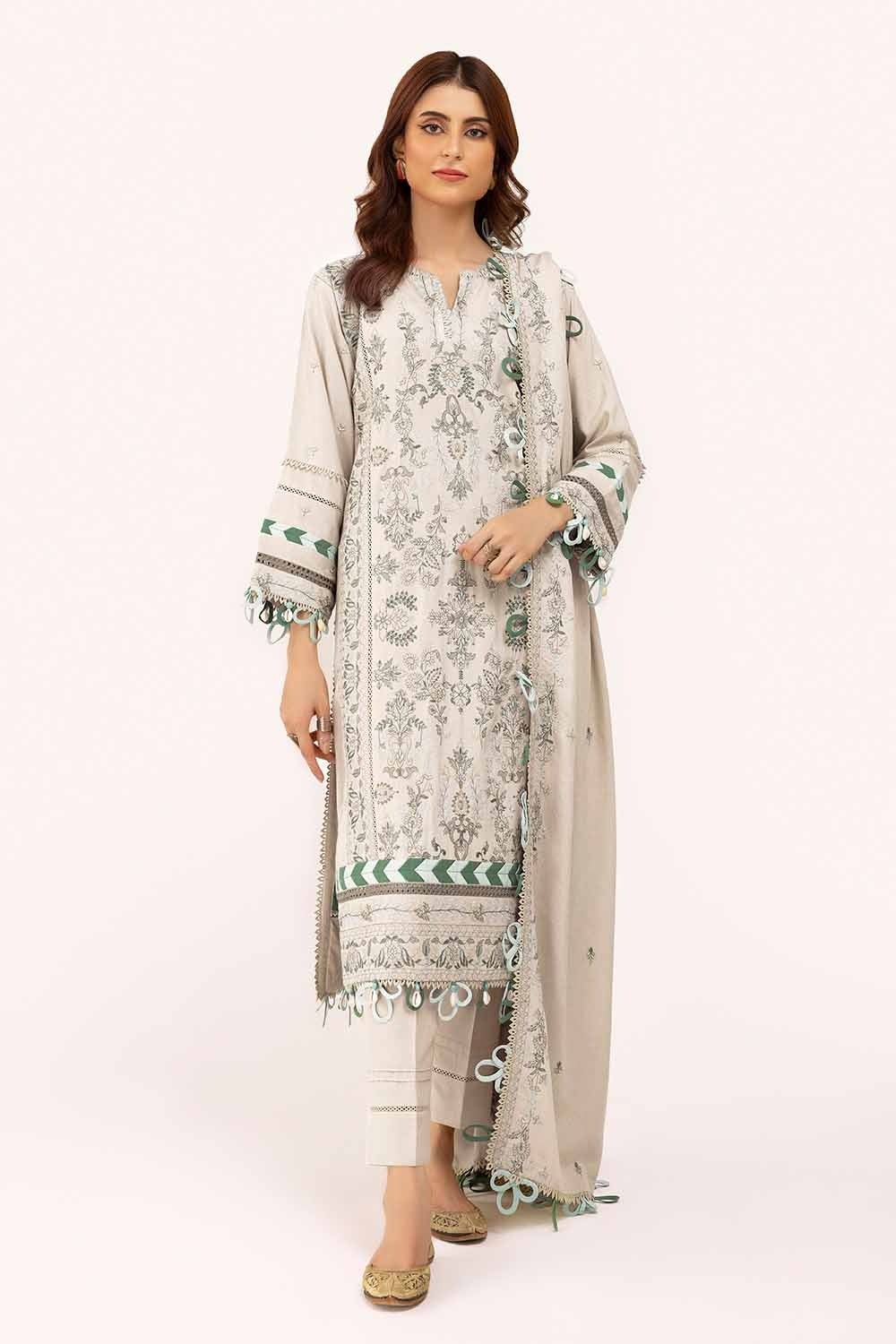 Gul Ahmed | Winter Collection 24 | Karandi Dupatta AY-42007 - Official Gul Ahmed stockist in UK - Sakeena London