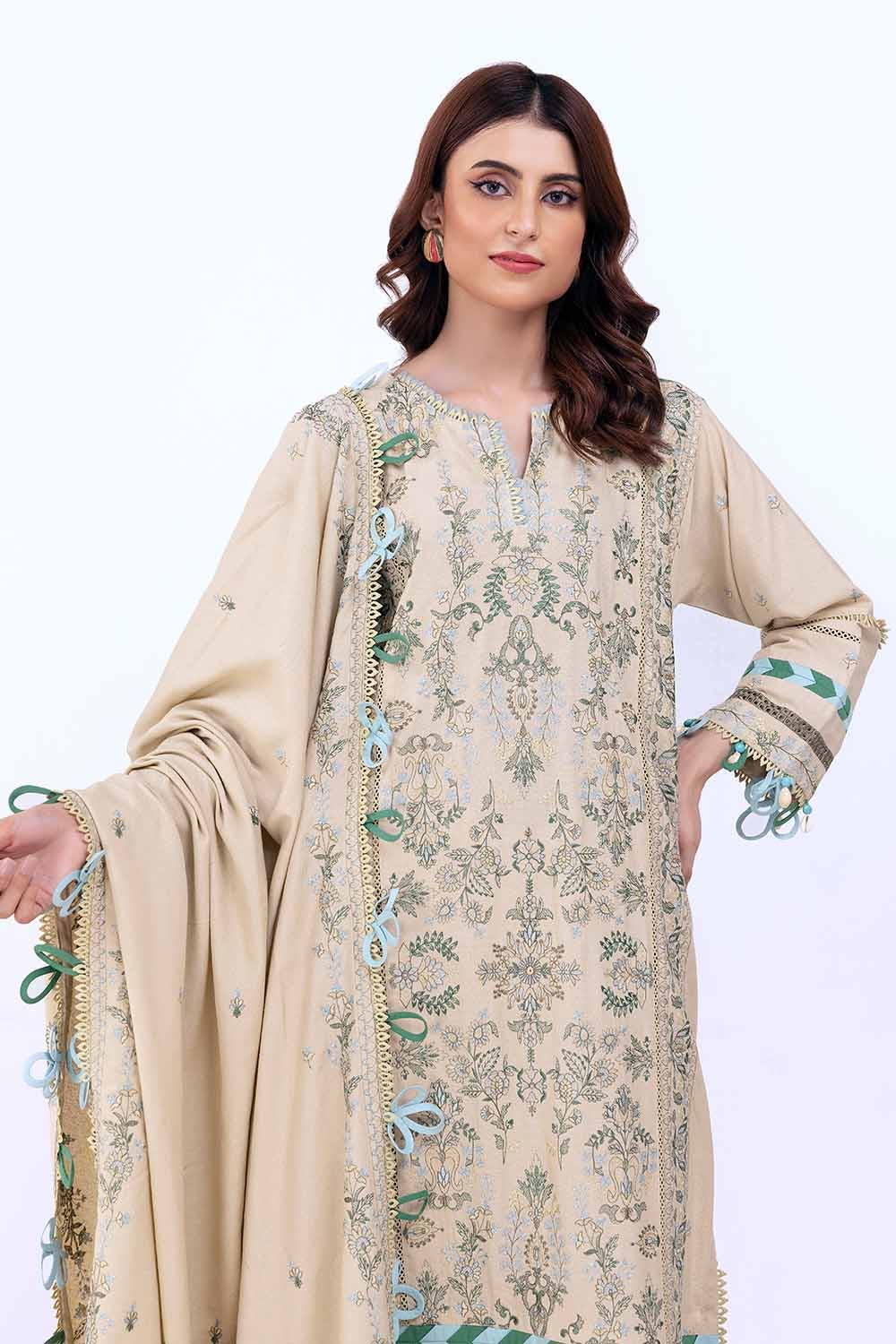 Gul Ahmed | Winter Collection 24 | Karandi Dupatta AY-42007 - Official Gul Ahmed stockist in UK - Sakeena London