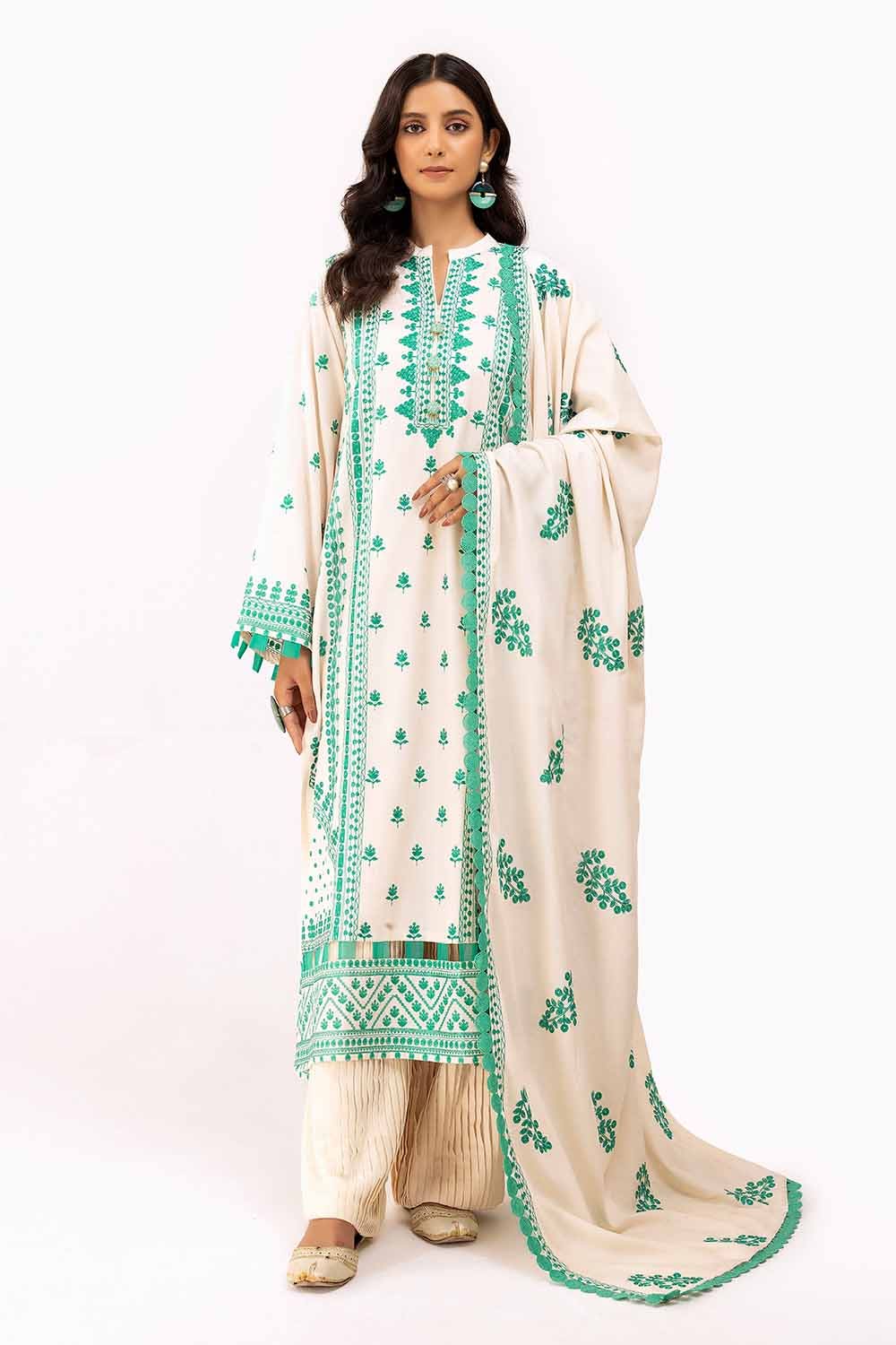 Gul Ahmed | Winter Collection 24 | Karandi Dupatta AY-42008 - Official Gul Ahmed stockist in UK - Sakeena London