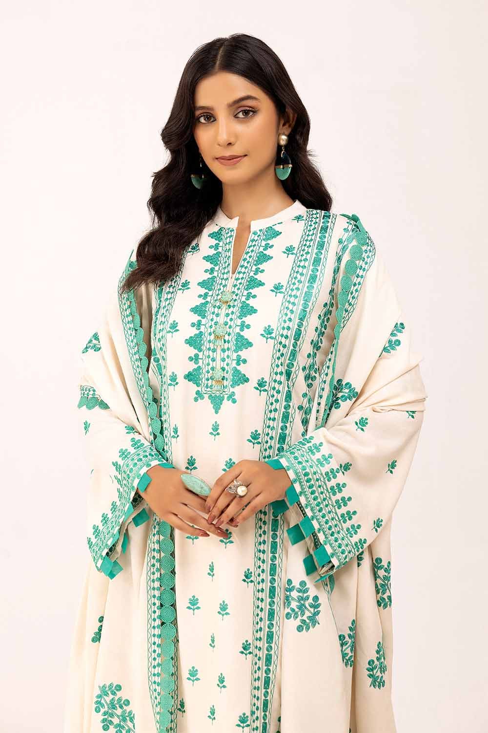 Gul Ahmed | Winter Collection 24 | Karandi Dupatta AY-42008 - Official Gul Ahmed stockist in UK - Sakeena London