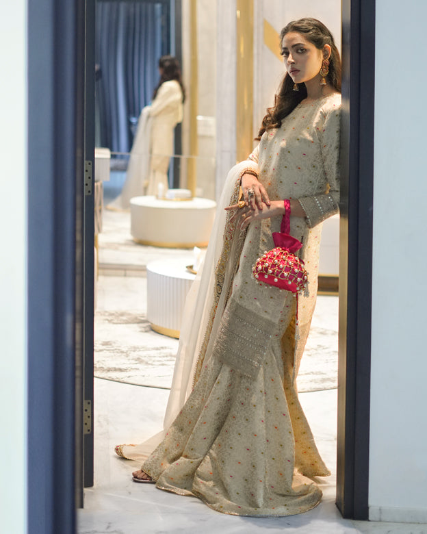 Zar | Gharara Formals | Off White - Official Zar stockist in UK - Sakeena London