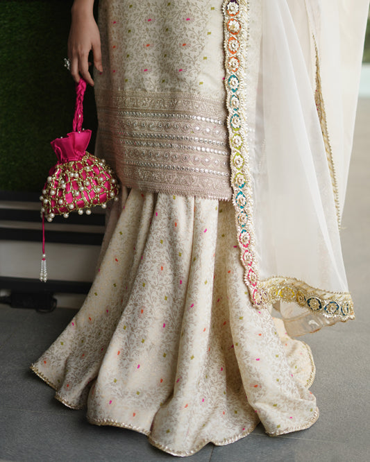 Zar | Gharara Formals | Off White - Official Zar stockist in UK - Sakeena London