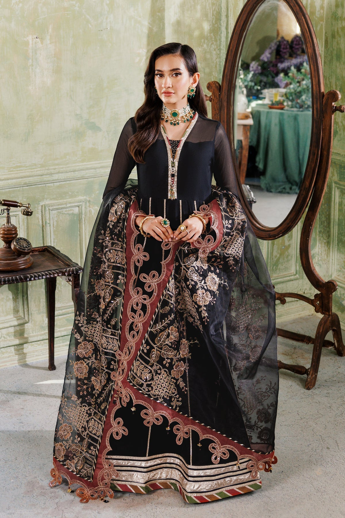 Alizeh | Ready to wear | Black Dress 3 piece - RTW1026 - Official Alizeh stockist in UK - Sakeena London