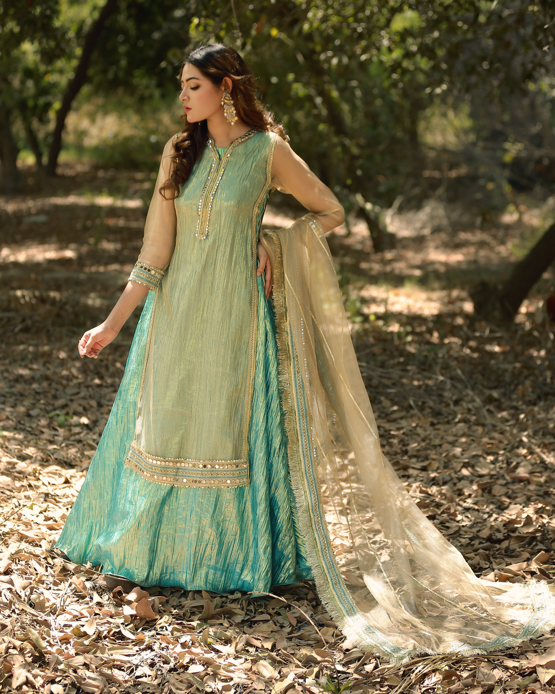 Zar | Formals Wear | Golden/Turquoise - Official Zar stockist in UK - Sakeena London