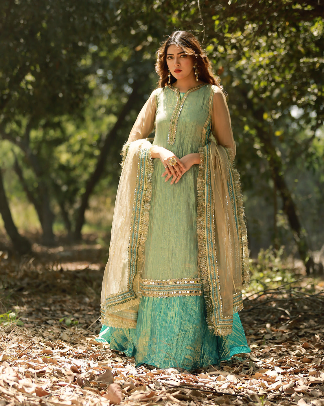 Zar | Formals Wear | Golden/Turquoise - Official Zar stockist in UK - Sakeena London