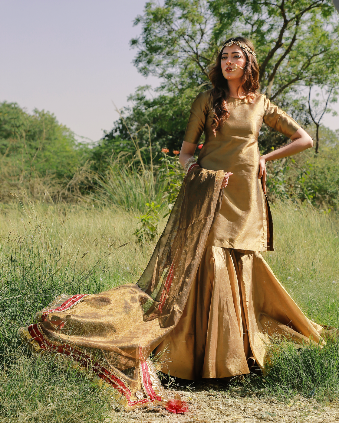 Zar | Gharara Formals | Brown - Official Zar stockist in UK - Sakeena London