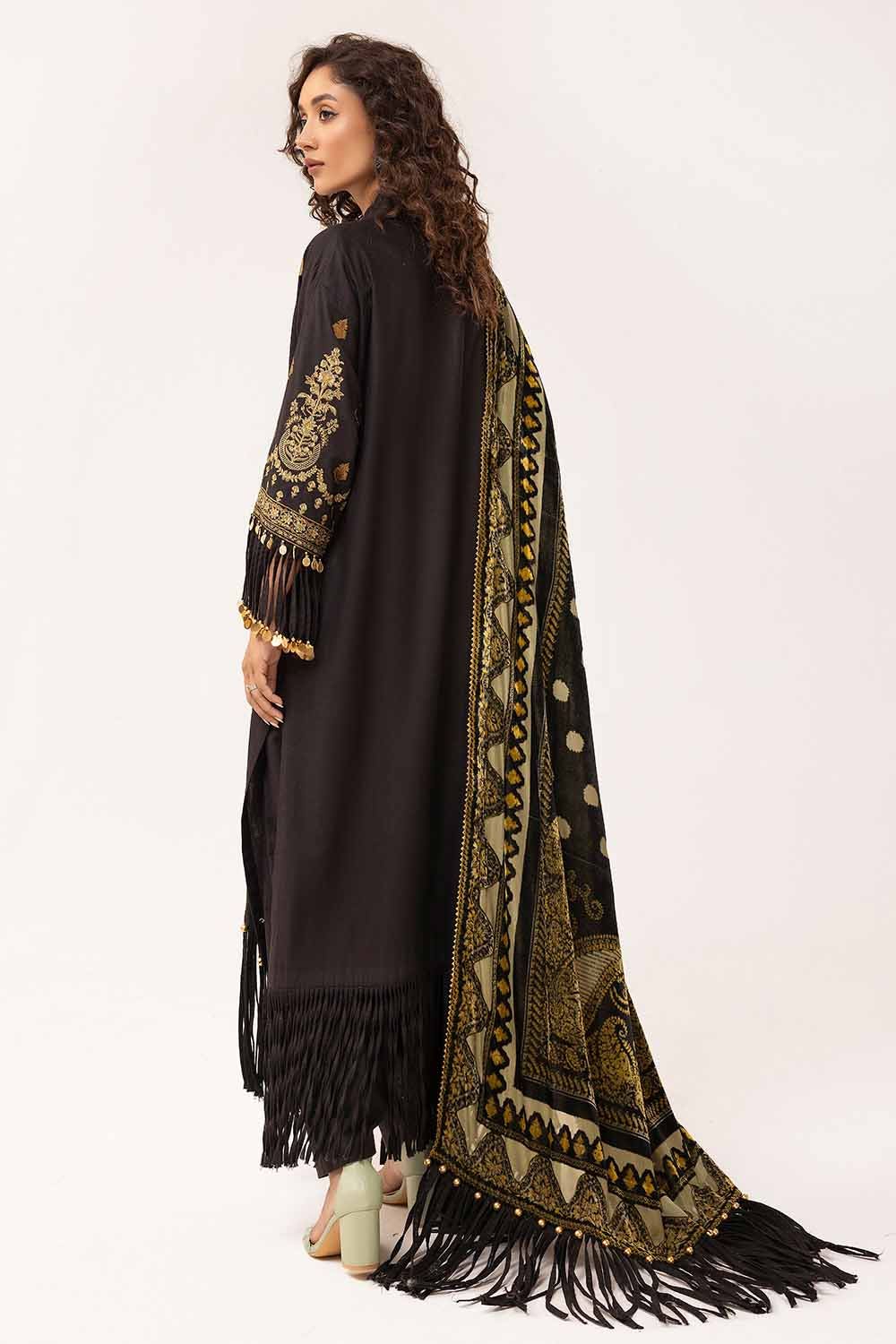 Gul Ahmed | Winter Collection 24 | Burnout Velvet Dupatta BVL-42002 - Official Gul Ahmed stockist in UK - Sakeena London