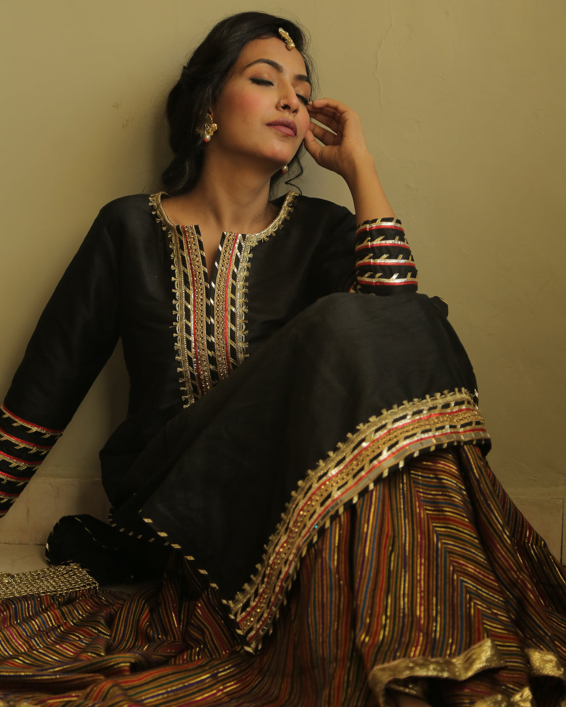 Zar | Gharara Formals | 3 PIECE EMBELLISHED SUIT - Black - Official Zar stockist in UK - Sakeena London