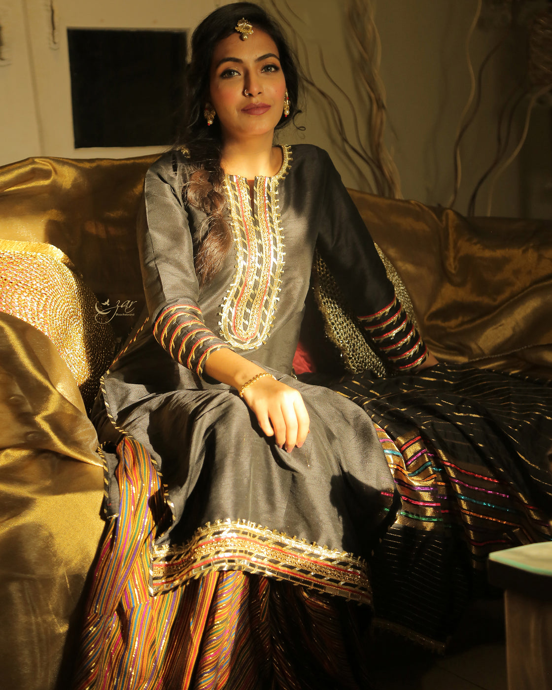 Zar | Gharara Formals | 3 PIECE EMBELLISHED SUIT - Black - Official Zar stockist in UK - Sakeena London