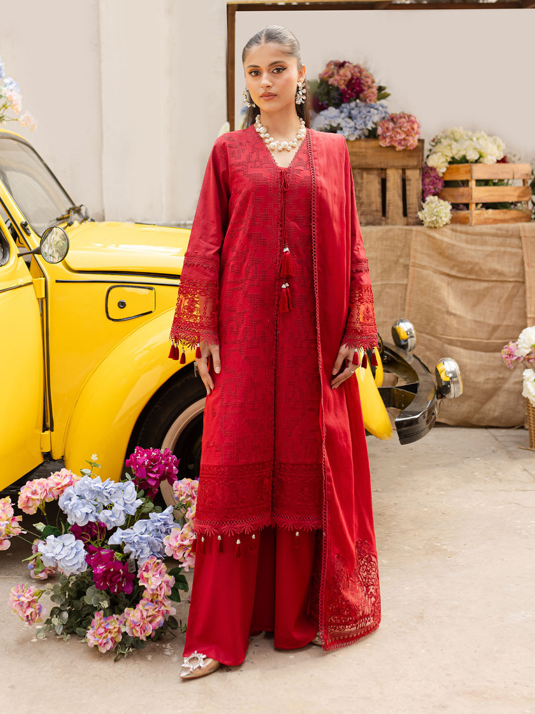 Mahnur | Twilight Luxury Lawn 25 | CARMINE - Official Mahnur stockist in UK - Sakeena London
