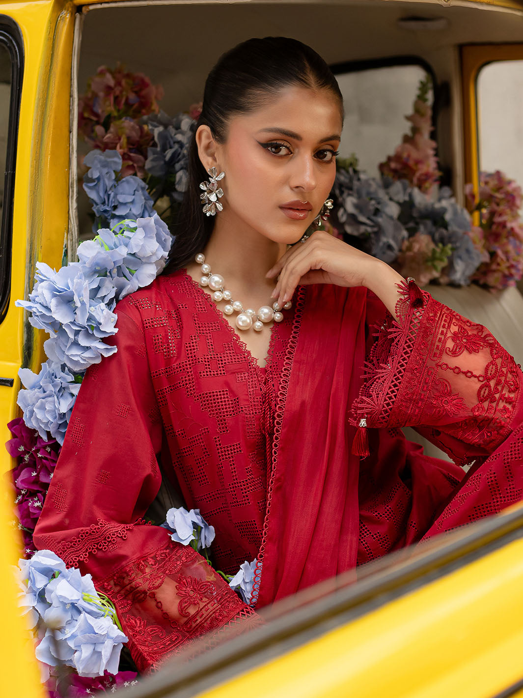 Mahnur | Twilight Luxury Lawn 25 | CARMINE - Official Mahnur stockist in UK - Sakeena London