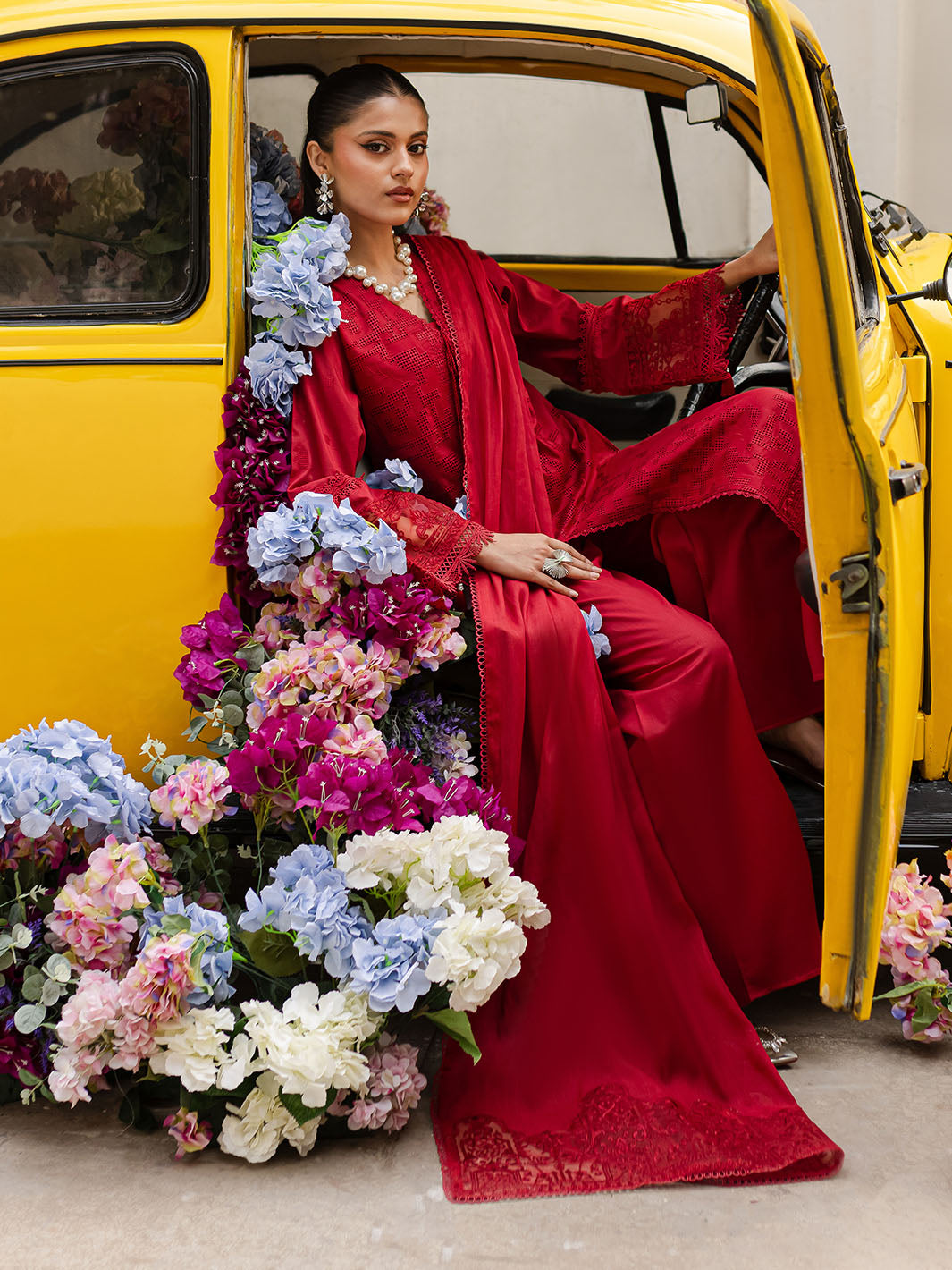 Mahnur | Twilight Luxury Lawn 25 | CARMINE - Official Mahnur stockist in UK - Sakeena London