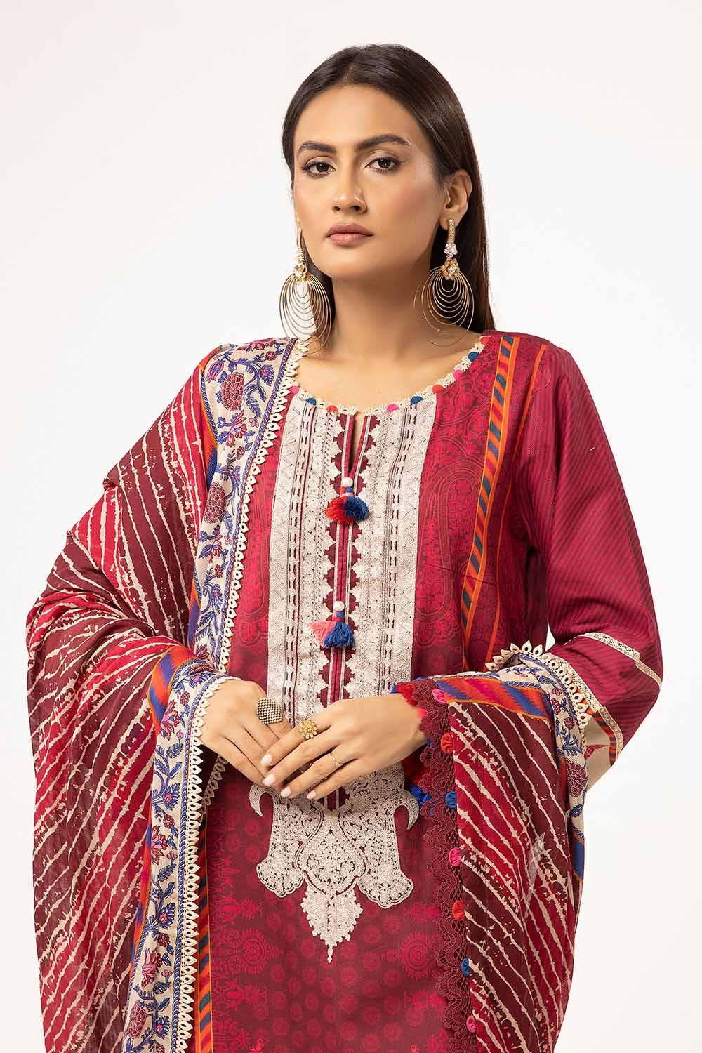 Gul Ahmed | Winter Collection 24 | Cotton Net Dupatta CD-42001 - Official Gul Ahmed stockist in UK - Sakeena London