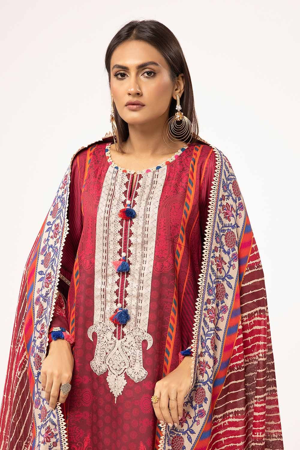 Gul Ahmed | Winter Collection 24 | Cotton Net Dupatta CD-42001 - Official Gul Ahmed stockist in UK - Sakeena London