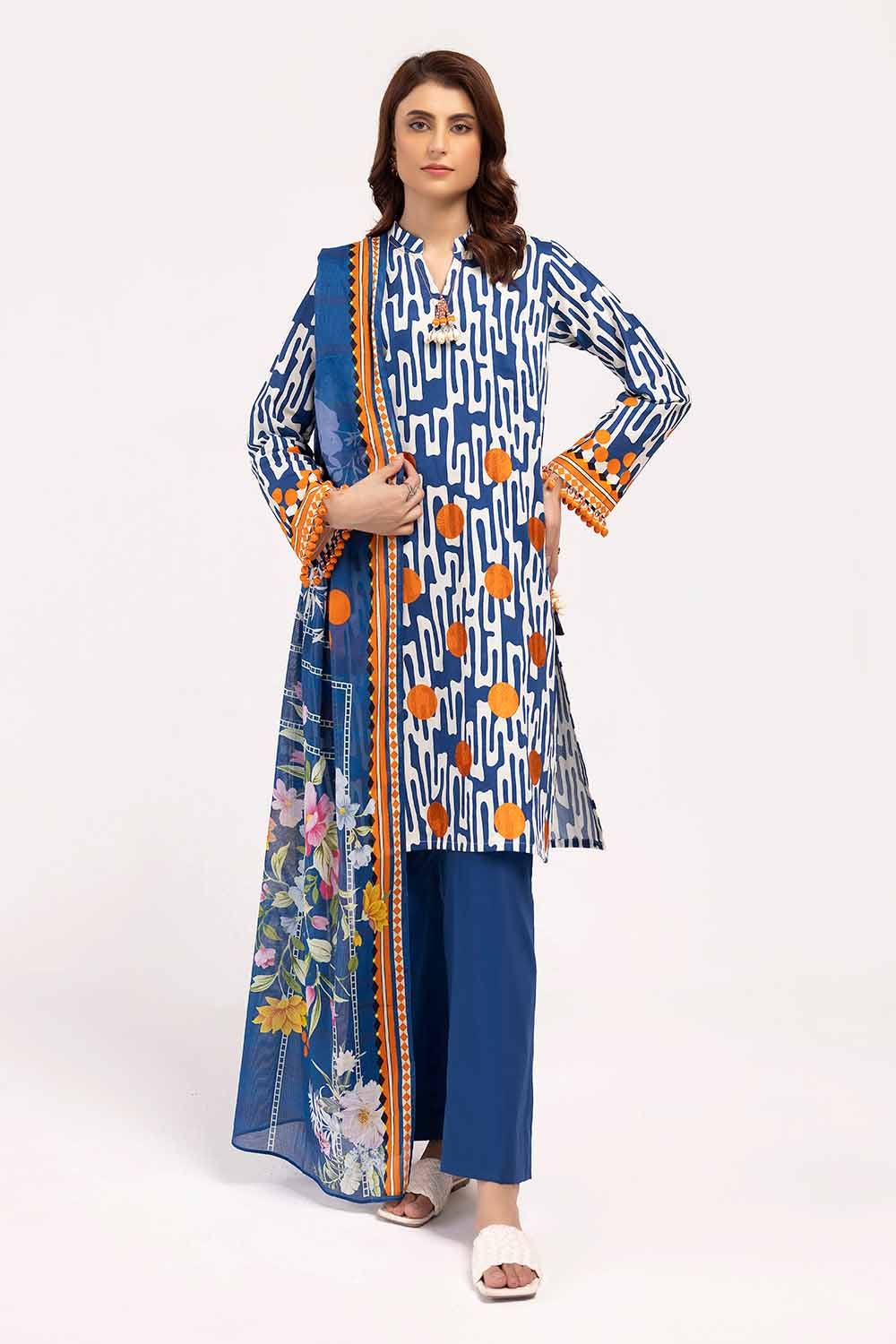 Gul Ahmed | Winter Collection 24 | Cotton Net Dupatta CD-42003 - Official Gul Ahmed stockist in UK - Sakeena London