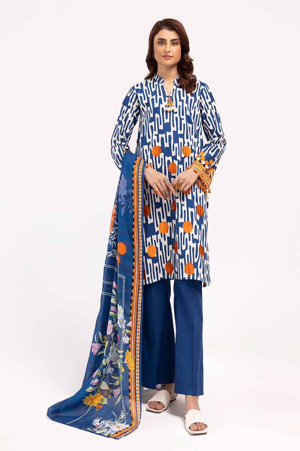 Gul Ahmed | Winter Collection 24 | Cotton Net Dupatta CD-42003 - Official Gul Ahmed stockist in UK - Sakeena London