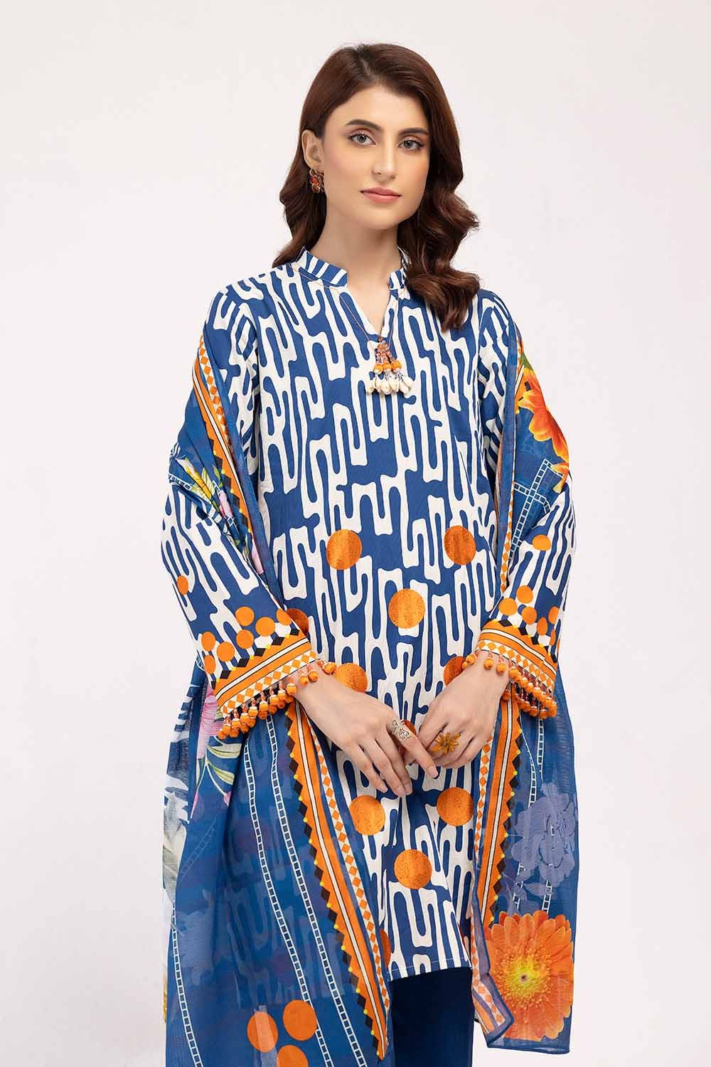 Gul Ahmed | Winter Collection 24 | Cotton Net Dupatta CD-42003 - Official Gul Ahmed stockist in UK - Sakeena London