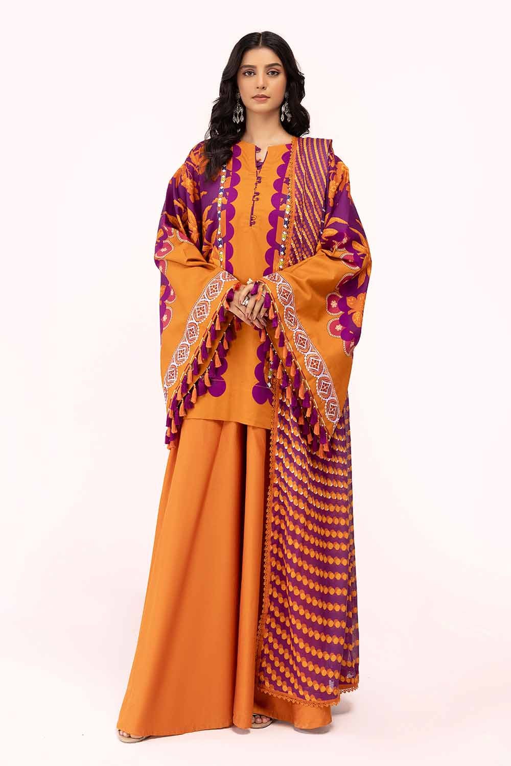 Gul Ahmed | Winter Collection 24 | Cotton Net Dupatta CD-42008 - Official Gul Ahmed stockist in UK - Sakeena London