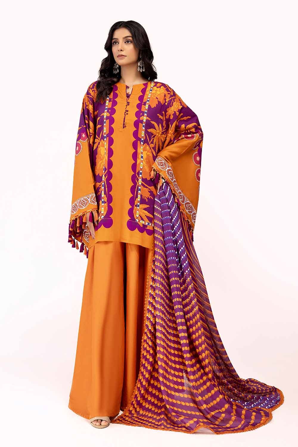 Gul Ahmed | Winter Collection 24 | Cotton Net Dupatta CD-42008 - Official Gul Ahmed stockist in UK - Sakeena London
