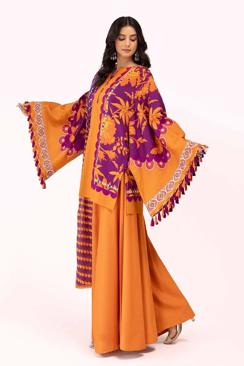 Gul Ahmed | Winter Collection 24 | Cotton Net Dupatta CD-42008 - Official Gul Ahmed stockist in UK - Sakeena London