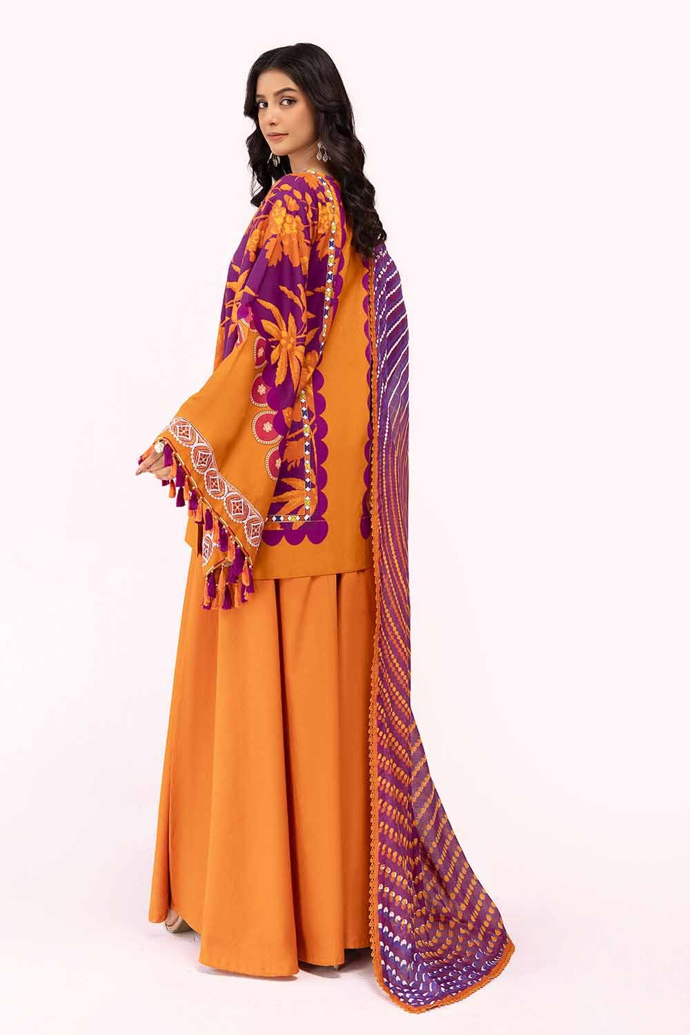 Gul Ahmed | Winter Collection 24 | Cotton Net Dupatta CD-42008 - Official Gul Ahmed stockist in UK - Sakeena London