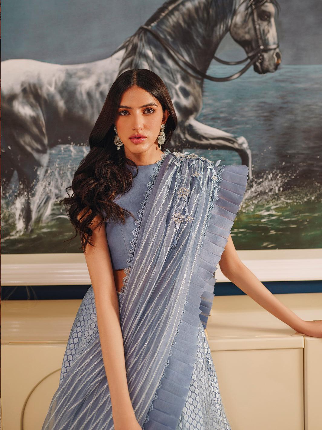 Amroz Atelier | Reveur Formals | Celestial Blue - Official Sakeena London stockist in UK - Sakeena London
