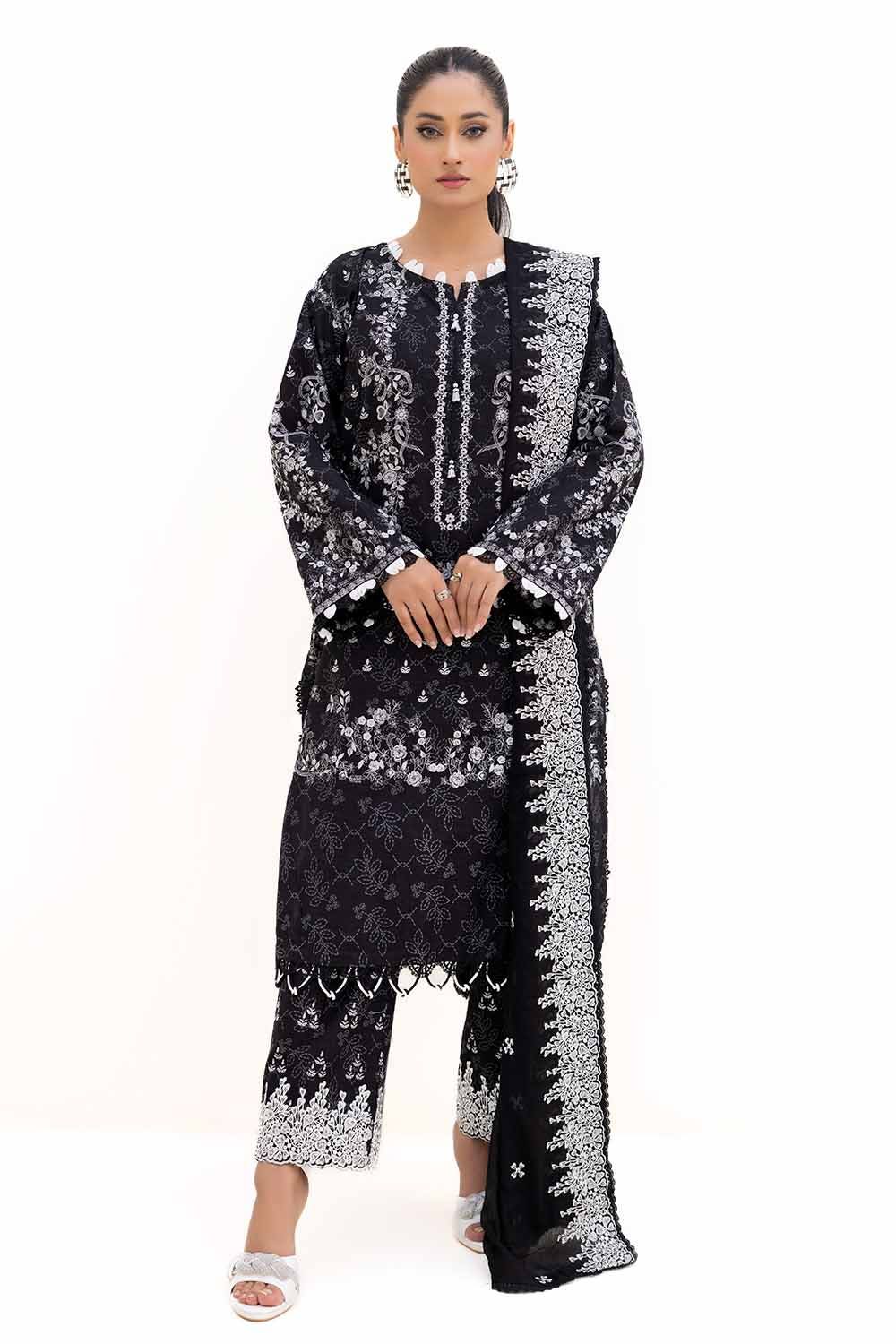Gul Ahmed | Winter Collection 24 | Cotton Net Dupatta CN-42002 - Official Gul Ahmed stockist in UK - Sakeena London