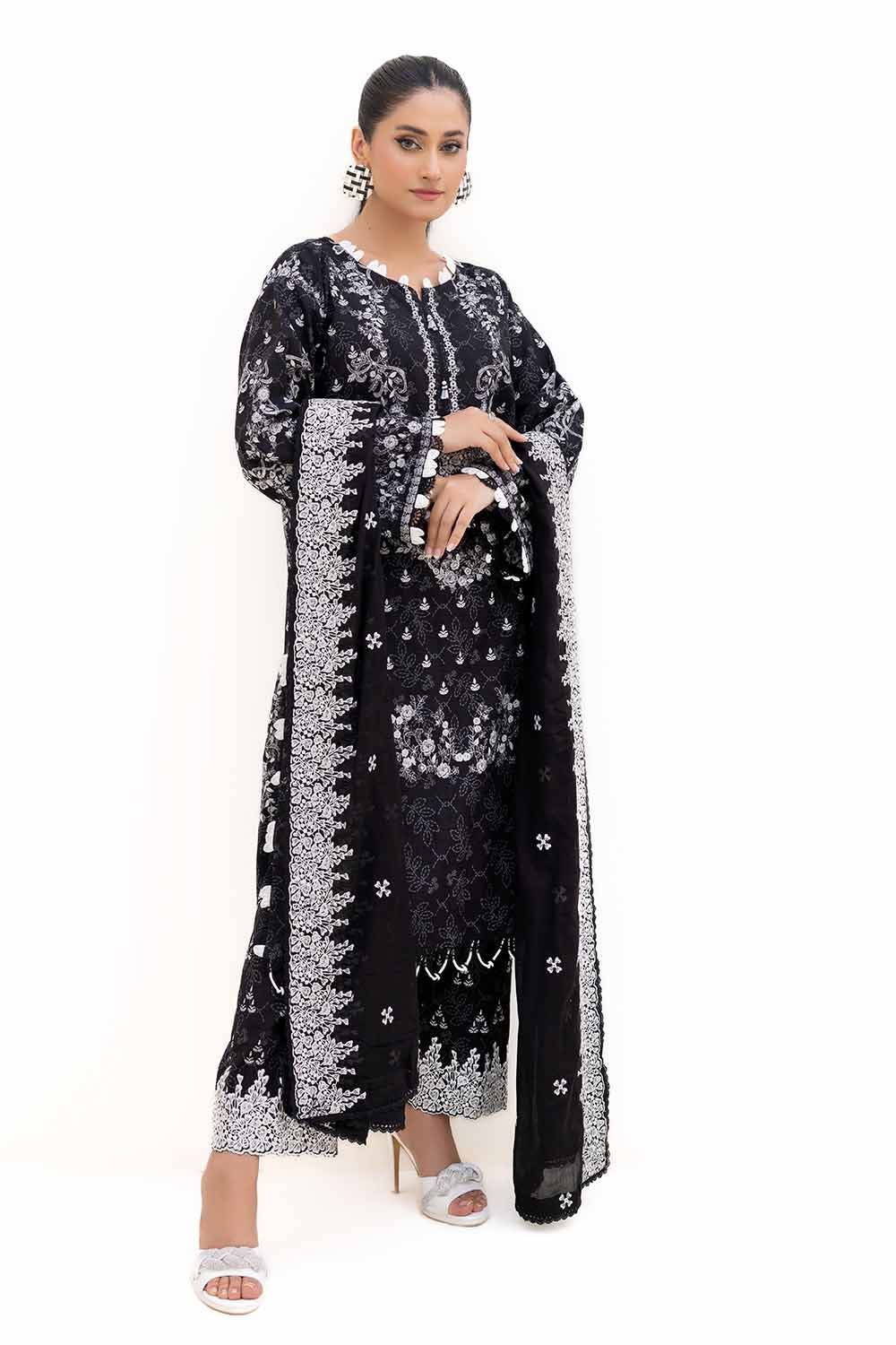 Gul Ahmed | Winter Collection 24 | Cotton Net Dupatta CN-42002 - Official Gul Ahmed stockist in UK - Sakeena London