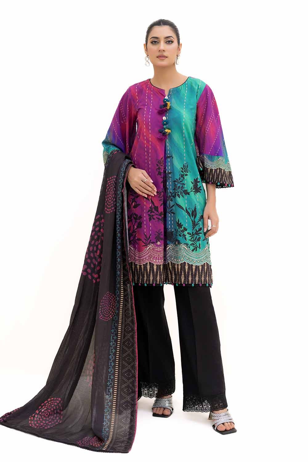 Gul Ahmed | Winter Collection 24 | Cotton Net Dupatta CN-42003 - Official Gul Ahmed stockist in UK - Sakeena London