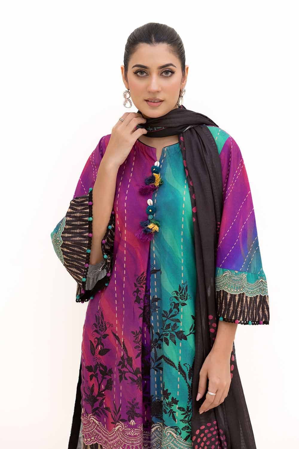 Gul Ahmed | Winter Collection 24 | Cotton Net Dupatta CN-42003 - Official Gul Ahmed stockist in UK - Sakeena London