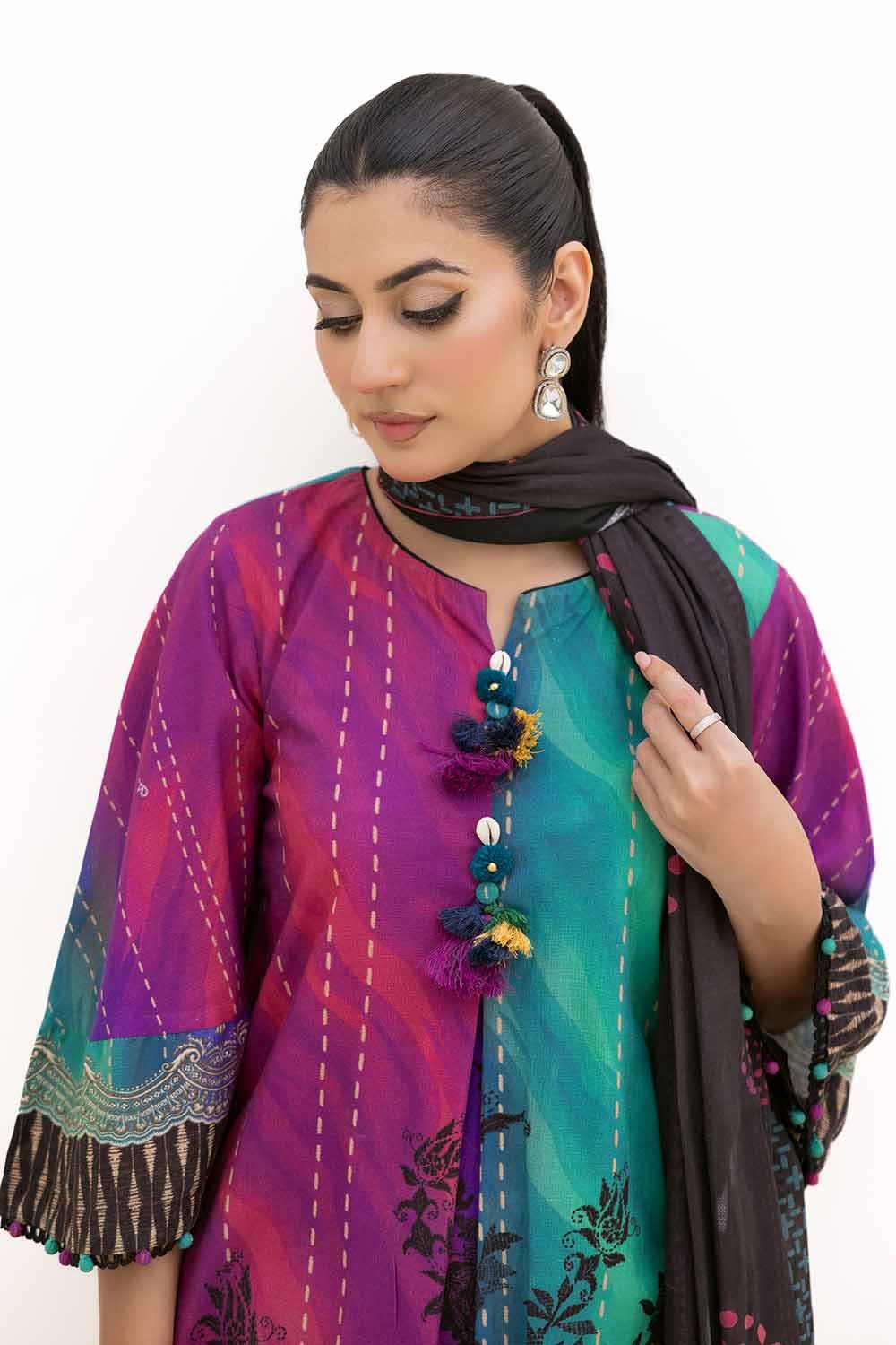 Gul Ahmed | Winter Collection 24 | Cotton Net Dupatta CN-42003 - Official Gul Ahmed stockist in UK - Sakeena London