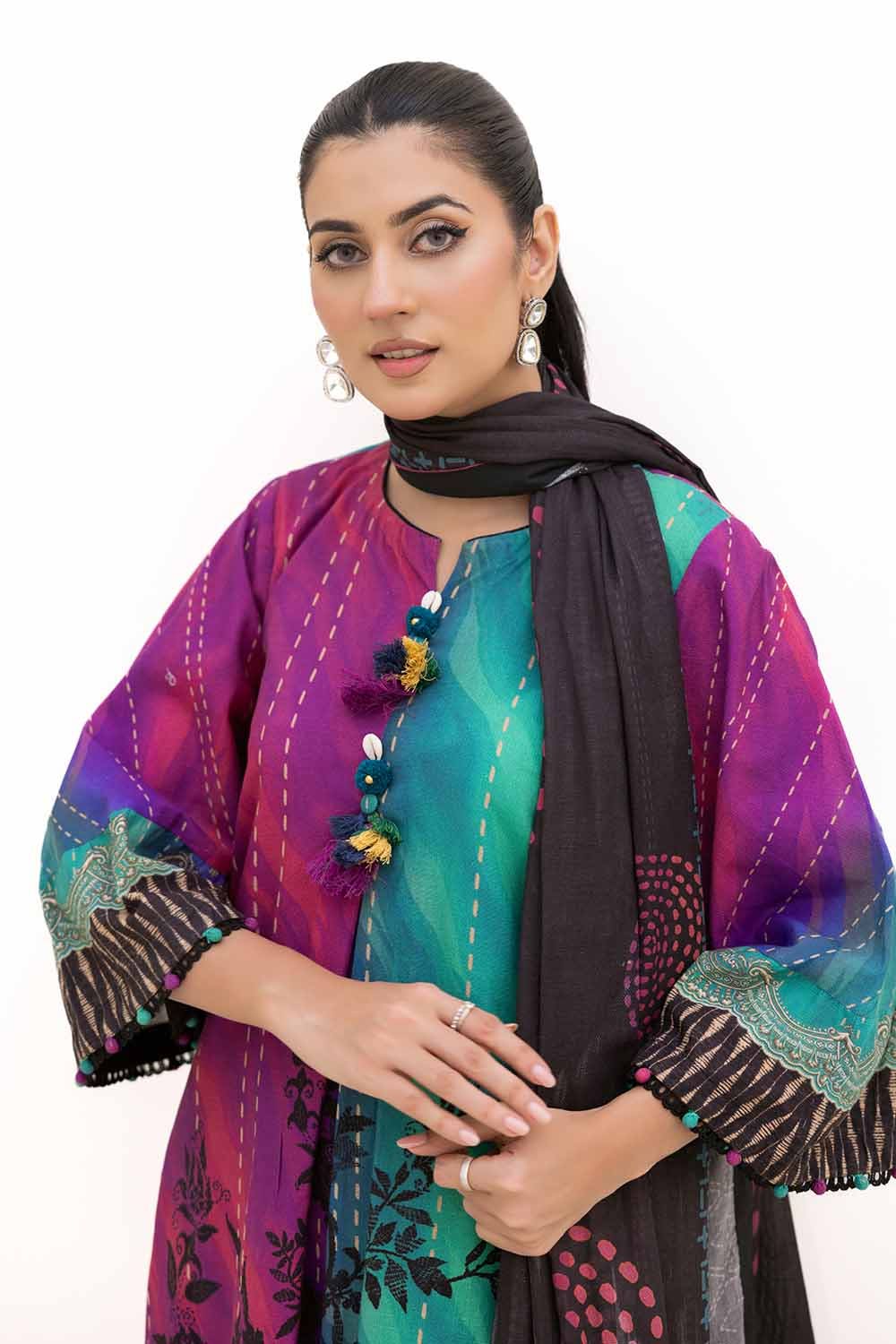 Gul Ahmed | Winter Collection 24 | Cotton Net Dupatta CN-42003 - Official Gul Ahmed stockist in UK - Sakeena London