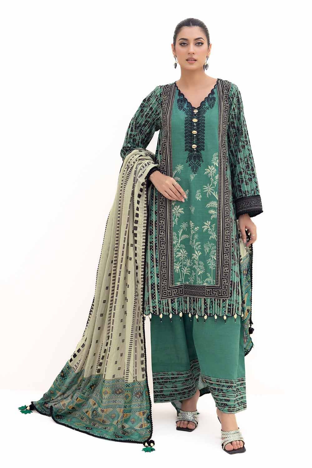 Gul Ahmed | Winter Collection 24 | Cotton Net Dupatta CN-42004 - Official Gul Ahmed stockist in UK - Sakeena London