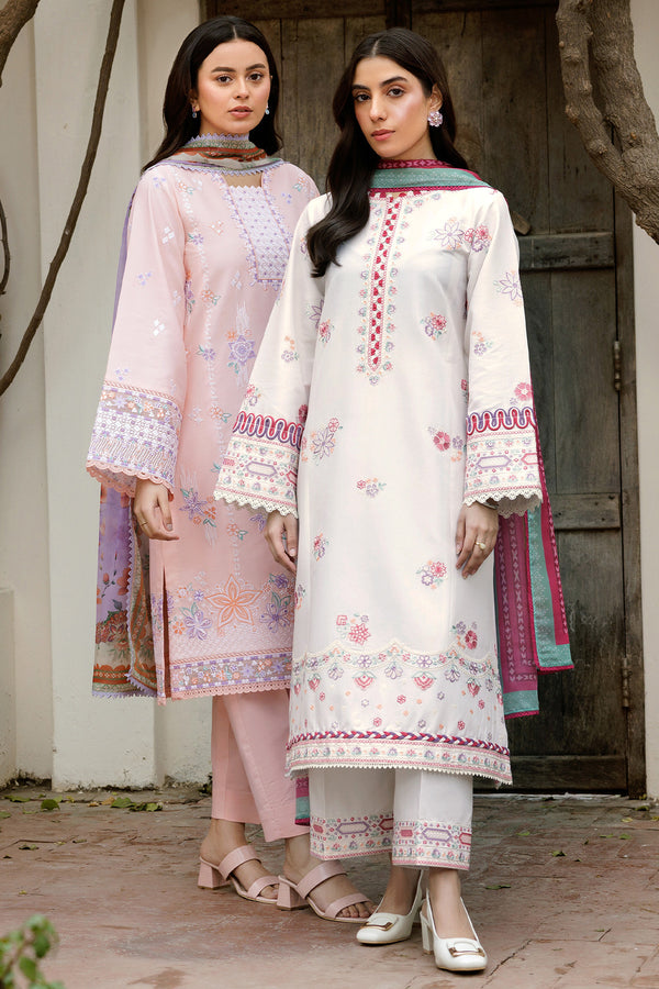 Farasha | Summer Weaves Embroidered Lawn | Coral Peach - Official Farasha stockist in UK - Sakeena London