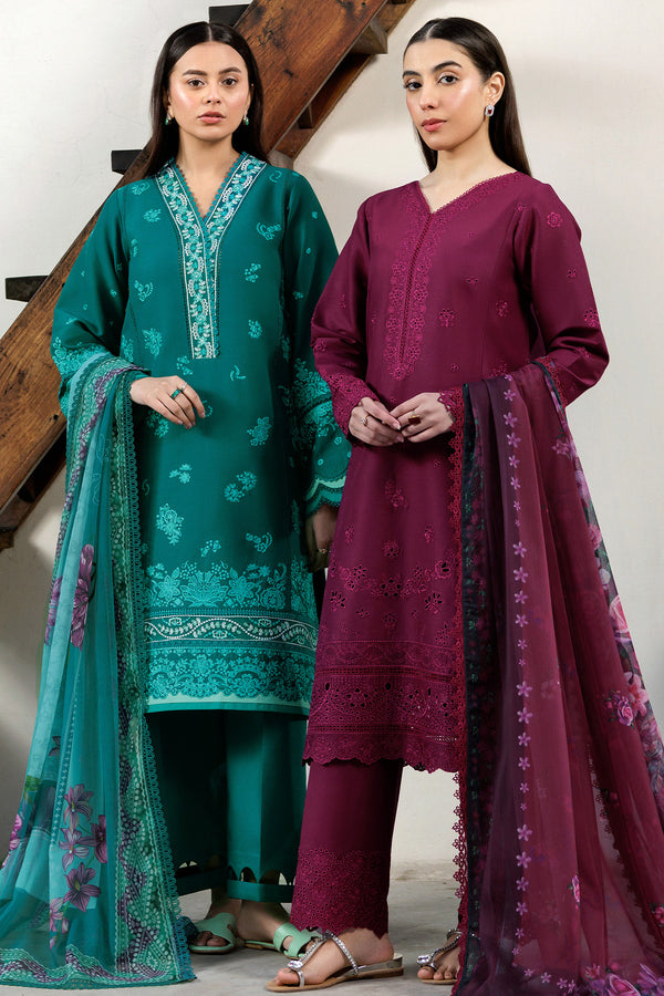 Farasha | Summer Weaves Embroidered Lawn | Garnet Passion - Official Farasha stockist in UK - Sakeena London