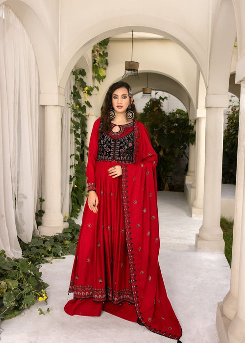 Meem | Winter Collection | RED (KARANDI) - Official Meem stockist in UK - Sakeena London