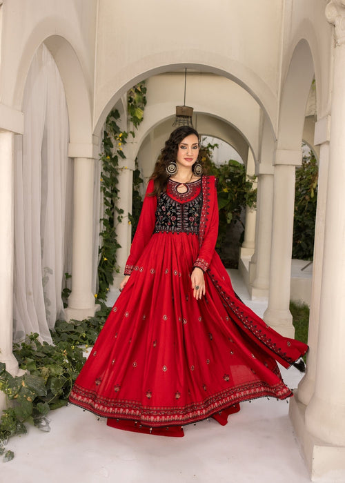 Meem | Winter Collection | RED (KARANDI) - Official Meem stockist in UK - Sakeena London