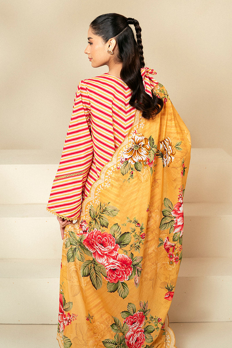 Cross Stitch | Daily Lawn 24 | GOLDEN ROSADO-3 PIECE LAWN SUIT - Official Cross Stitch stockist in UK - Sakeena London