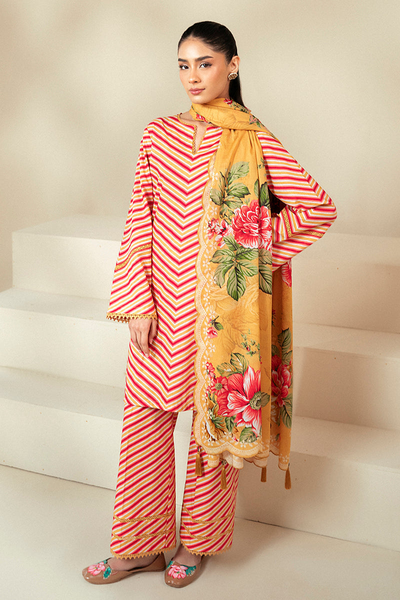 Cross Stitch | Daily Lawn 24 | GOLDEN ROSADO-3 PIECE LAWN SUIT - Official Cross Stitch stockist in UK - Sakeena London