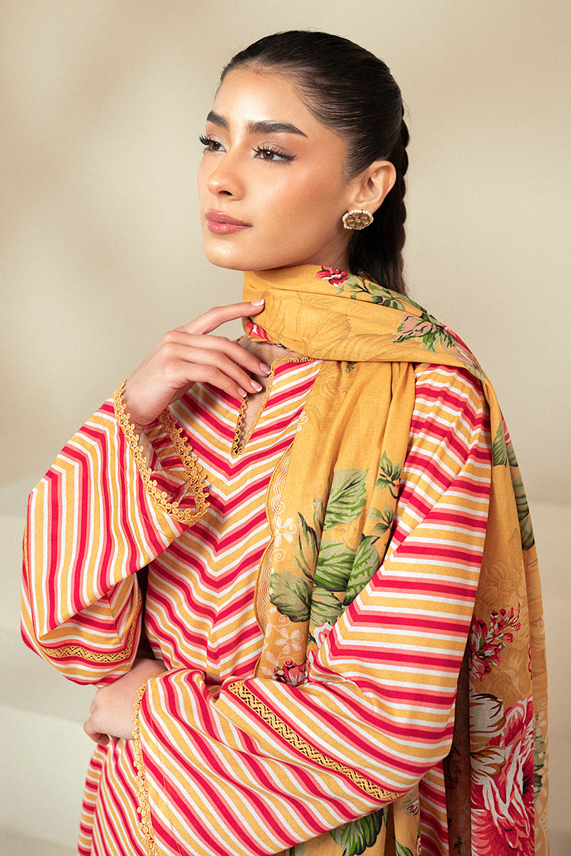 Cross Stitch | Daily Lawn 24 | GOLDEN ROSADO-3 PIECE LAWN SUIT - Official Cross Stitch stockist in UK - Sakeena London