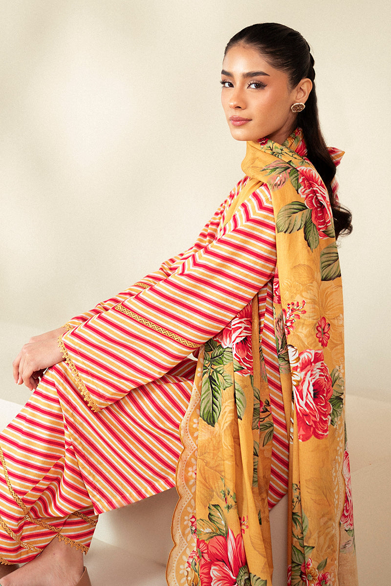 Cross Stitch | Daily Lawn 24 | GOLDEN ROSADO-3 PIECE LAWN SUIT - Official Cross Stitch stockist in UK - Sakeena London