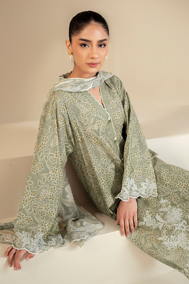 Cross Stitch | Daily Lawn 24 | SAGE BREEZE-3 PIECE LAWN SUIT - Official Cross Stitch stockist in UK - Sakeena London