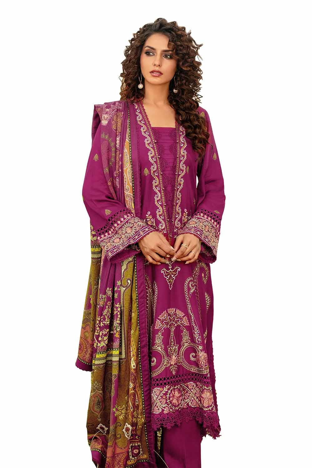 Gul Ahmed | Winter Collection 24 | Cotail Suit with Printed Twill Cotton Linen Dupatta CV-32011 - Official Gul Ahmed stockist in UK - Sakeena London