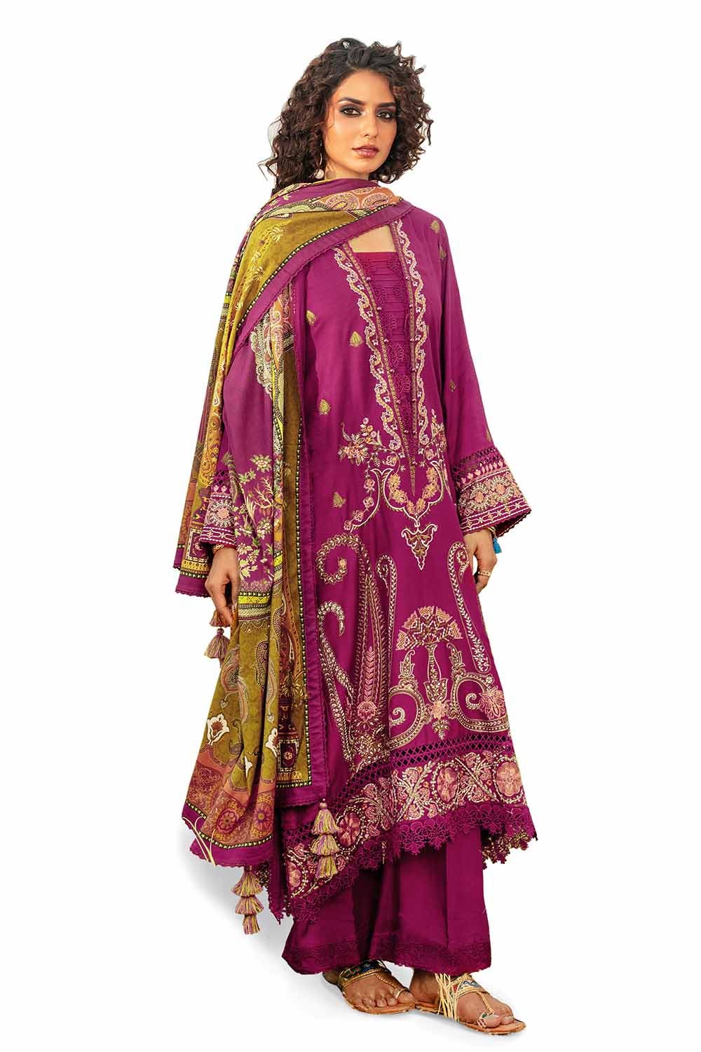 Gul Ahmed | Winter Collection 24 | Cotail Suit with Printed Twill Cotton Linen Dupatta CV-32011 - Official Gul Ahmed stockist in UK - Sakeena London