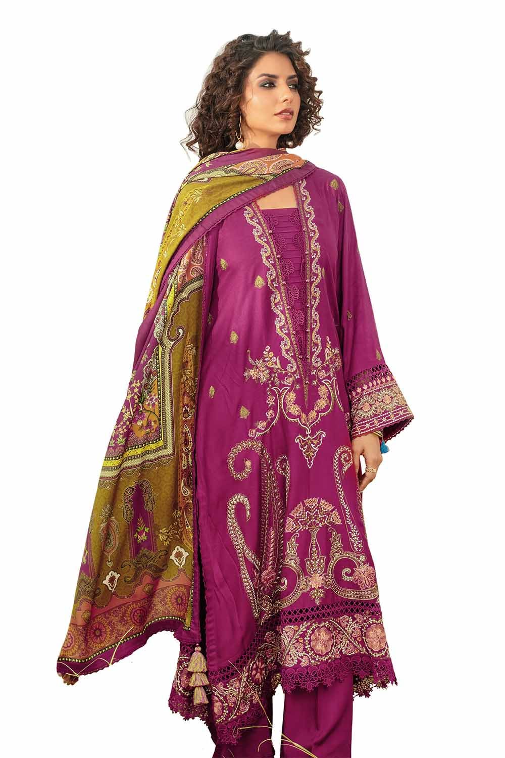 Gul Ahmed | Winter Collection 24 | Cotail Suit with Printed Twill Cotton Linen Dupatta CV-32011 - Official Gul Ahmed stockist in UK - Sakeena London