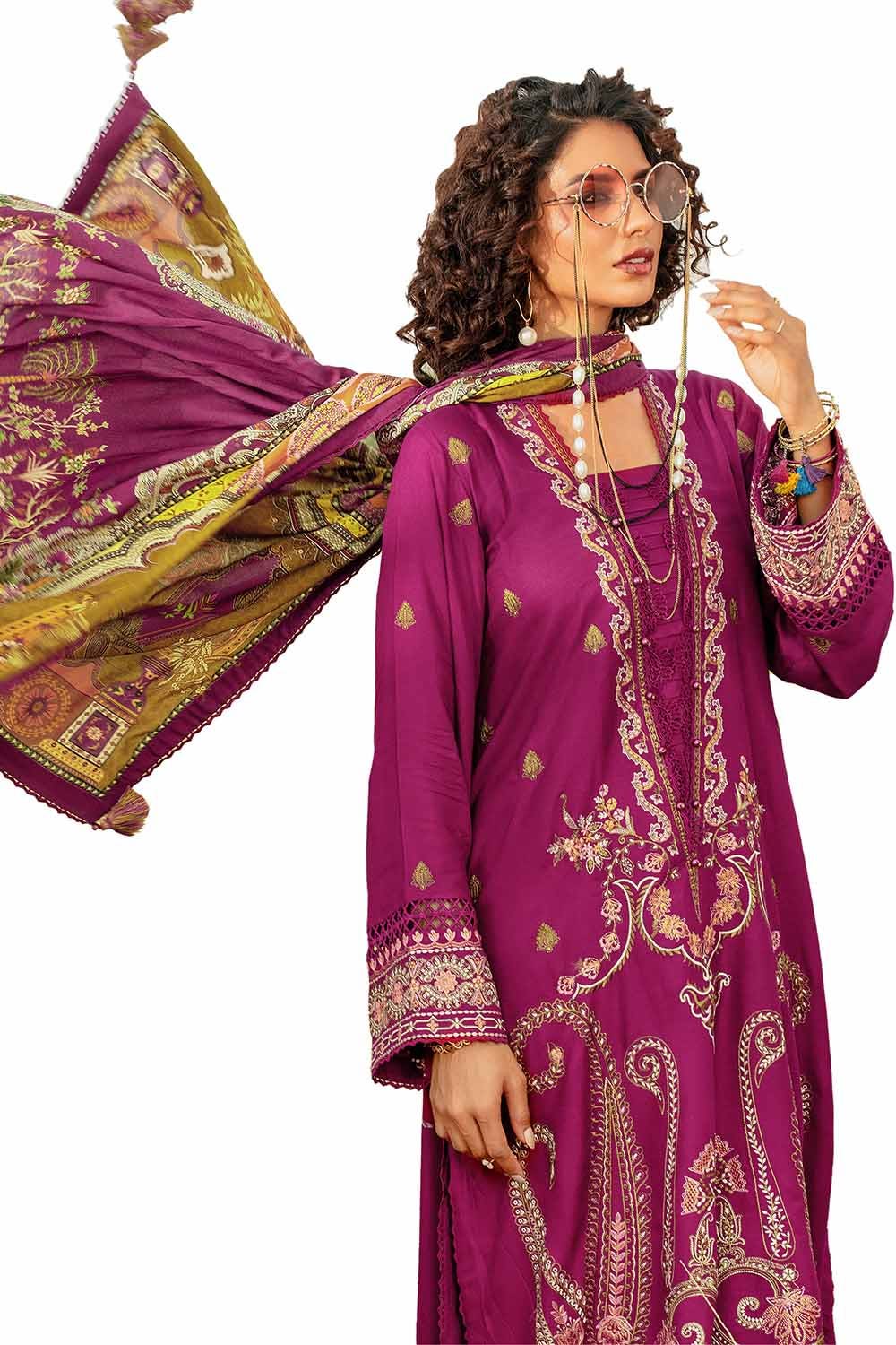 Gul Ahmed | Winter Collection 24 | Cotail Suit with Printed Twill Cotton Linen Dupatta CV-32011 - Official Gul Ahmed stockist in UK - Sakeena London